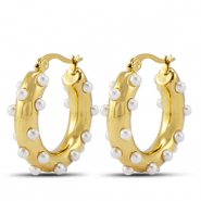 Pendientes Acero Inox criollas con imitación de perlas Dorado