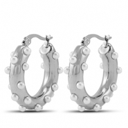 Pendientes Acero Inox criollas con imitación de perlas Plateado