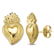 Pendientes Acero Inox corazón Dorado