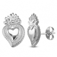 Pendientes Acero Inox corazón Plateado