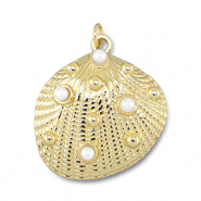 Metal TQ lat&oacute;n colgante conchas con perlas Dorado-blanco