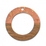 Colgantes de madera redondos Naranja transparente-dorado-marrón