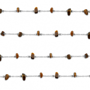 Fornituras Acero Inox cadena jasseron Ojo de tigre irregular Plateado-marr&oacute;n dorado