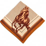 Pañuelo con caballo Marrón beige-marrón cobre-marrón