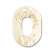 Colgantes de polímeros óvalo Blancuzco-beige-dorado