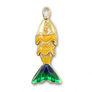 colgantes met&aacute;licos pez Dorado-amarillo-azul-verde