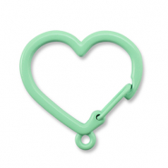 Fornituras coloridas de llavero coraz&oacute;n con anilla Verde menta