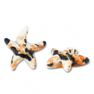 Abalorios de cer&aacute;mica estrella de mar Blancuzco-negro-marr&oacute;n
