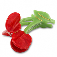 Accesorios pinza para el pelo cerezas Rojo-verde-dorado