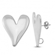 Fornituras Acero Inox pendientes corazón con anilla Plateado