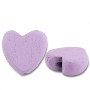 Abalorios de madera coraz&oacute;n P&uacute;rpura claro