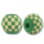 Abalorios de madera redondos 10mm con patrón Verde-natural