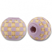 Abalorios de madera redondos 10mm con patrón Púrpura claro-natural
