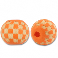 Abalorios de madera redondos 10mm con patrón Naranja-natural