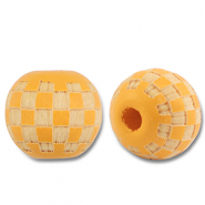 Abalorios de madera redondos 10mm con patrón Naranja claro-natural