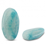 Piedras Naturales abalorios Calcedonia & &Aacute;gata &oacute;valo craquelado Transparente azul claro