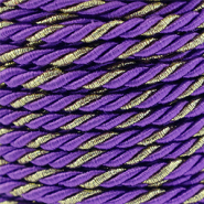 Cord&oacute;n trendy espiral 3mm P&uacute;rpura-dorado