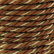 Cord&oacute;n trendy espiral 3mm Marr&oacute;n-dorado