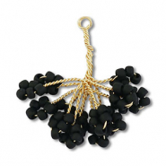 Colgantes de abalorios de cristal flor Dorado-negro