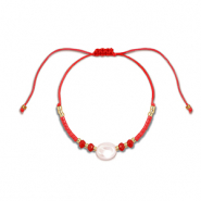 Pulseras trendy abalorios mixtas Rojo-blanco-dorado