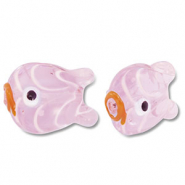 Abalorios de vidrio pintados a mano pez Rosa-naranja