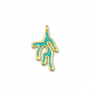 Colgantes metálicos DQ coral Azul turquesa-Dorado (sin níquel)