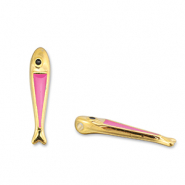 Colgantes metálicos DQ pez Rosado magenta-Dorado (sin níquel)