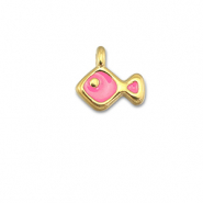 Colgantes metálicos DQ pez Rosado magenta-Dorado (sin níquel)