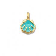 Colgantes metálicos DQ conchas Azul turquesa-Dorado (sin níquel)