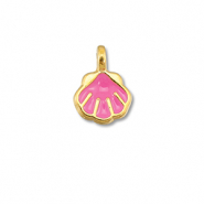 Colgantes met&aacute;licos DQ conchas Rosado magenta-Dorado (sin n&iacute;quel)