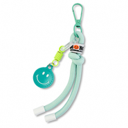 Llavero Smiley con cuerda Menta-amarillo ne&oacute;n-blanco