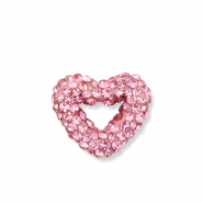 Abalorios acrílicos con strass corazón Rosa claro