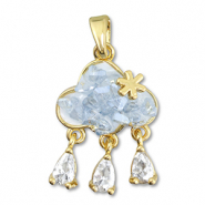 Colgantes de lat&oacute;n Eco-brass&reg; zirconia nube Dorado-gris claro