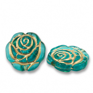 Abalorios acr&iacute;licos rosa Azul verdoso-dorado
