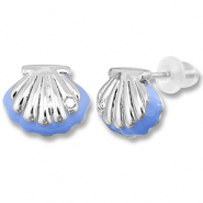 Metal TQ latón pendiente concha Plateado-azul carolina