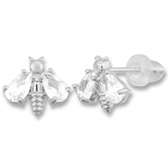 Metal TQ latón pendiente abeja Plateado-transparente