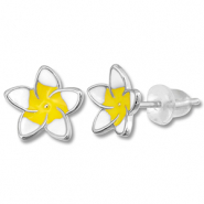 Metal TQ latón pendiente flor Plateado-amarillo-blanco