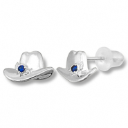 Metal TQ latón pendiente sombrero vaquero Plateado-azul oscuro
