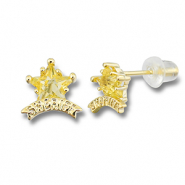 Metal TQ latón pendiente estrella de sheriff Dorado-amarillo