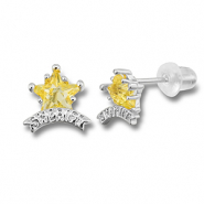 Metal TQ latón pendiente estrella de sheriff Plateado-amarillo