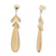 Pendientes trendy gota Caramel beige mármol-dorado