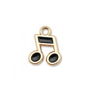 Colgantes met&aacute;licos esmalte nota musical Dorado-negro