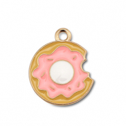 Colgantes met&aacute;licos esmalte dona Dorado-melocot&oacute;n rosa-marr&oacute;n camel