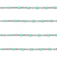 Fornituras Acero Inox cadena jasseron 1mm Plateado-turquesa menta