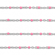 Fornituras Acero Inox cadena jasseron 1mm Plateado-rosa