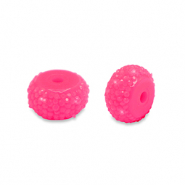 Abalorios de resina rondeles 12mm Rosa ne&oacute;n