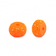 Abalorios de resina rondeles 8mm Naranja ne&oacute;n