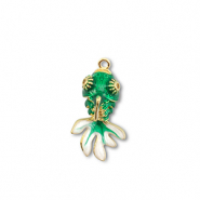 Colgantes de latón Eco-brass® pez Dorado-verde-blanco