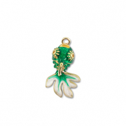 Colgantes de latón Eco-brass® pez Dorado-verde-blanco