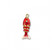 Colgantes de latón Eco-brass® pez Dorado-rojo-blanco